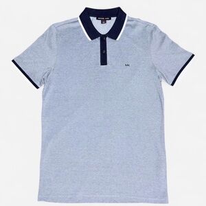 Michael Kors Men’s Heather Light Blue Polo Navy Collar Trim M